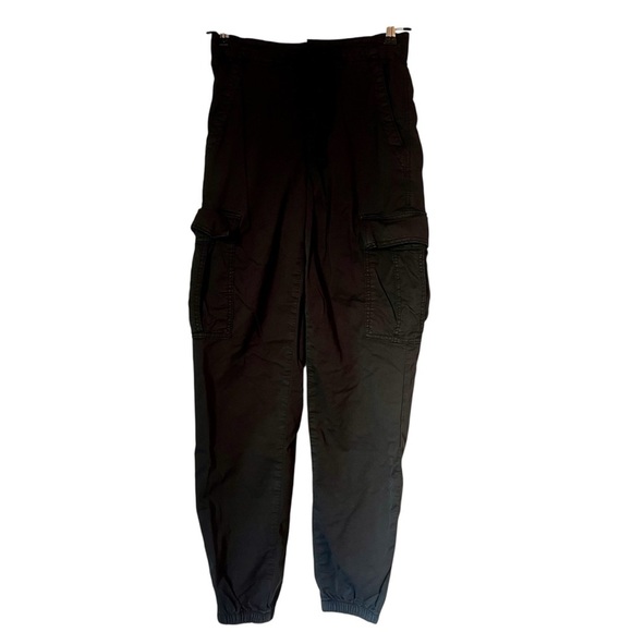 American Eagle Women’s Black Cargo Jogger Pants with Drawstring Size 2 - Picture 1 of 8